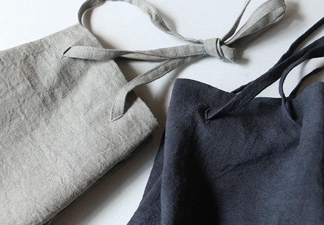 Drawstring Bag in Washed Linen | NAKAGAWA MASASHICHI SHOTEN