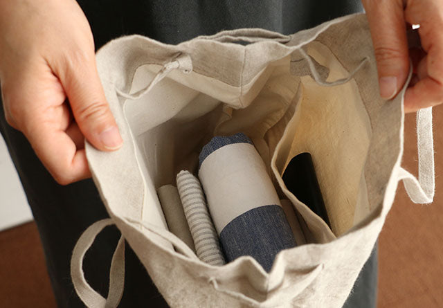 Drawstring Bag in Washed Linen | NAKAGAWA MASASHICHI SHOTEN