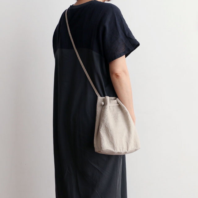 Drawstring Bag in Washed Linen | NAKAGAWA MASASHICHI SHOTEN