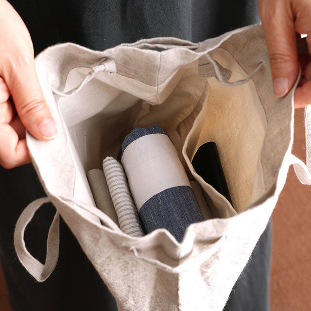 Drawstring Bag in Washed Linen | NAKAGAWA MASASHICHI SHOTEN
