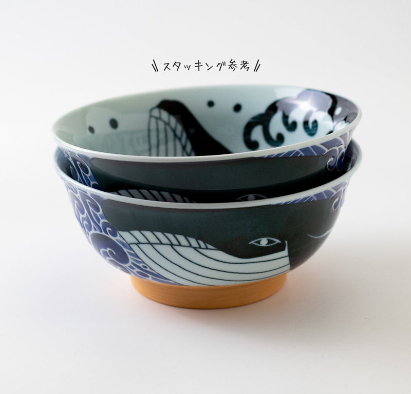 Minoyaki Kujira whale (18.5cm) Ramen Bowl