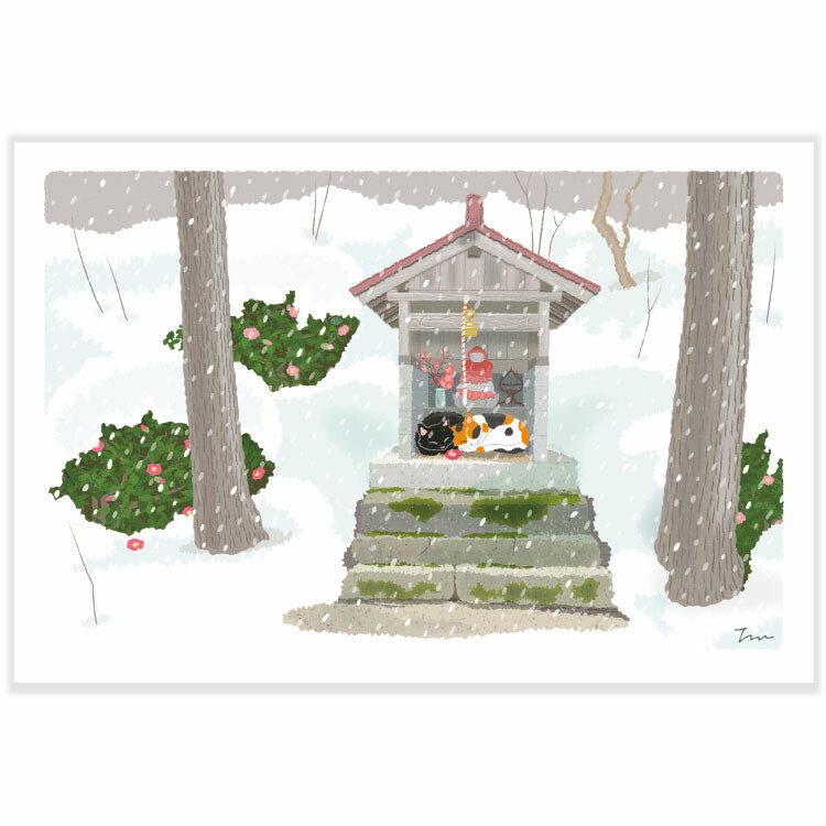 Tabineko Postcard with cats in Japan | winter