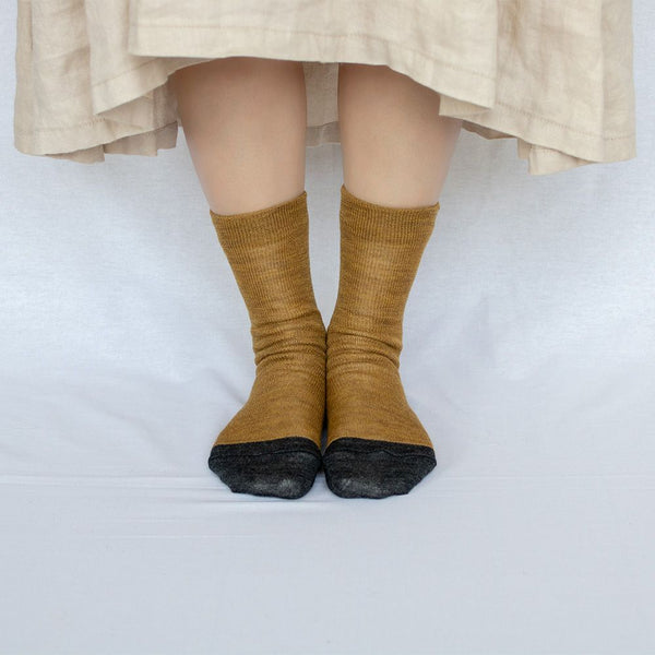 Silk and wool five-toe socks 2 in 1 | two tone