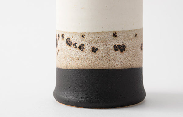 Tsutsu Yunomi - Mino Ware, Two-Tone Black and White Glaze