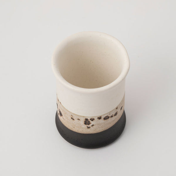 Tsutsu Yunomi - Mino Ware, Two-Tone Black and White Glaze