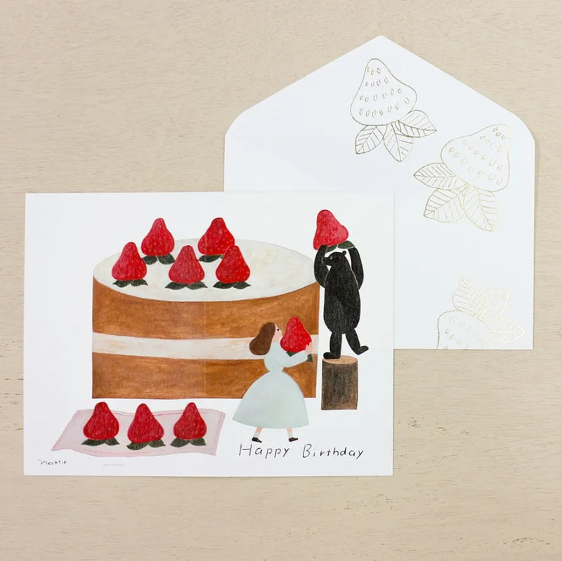 Birthday Card Strawberry Cake | necktie
