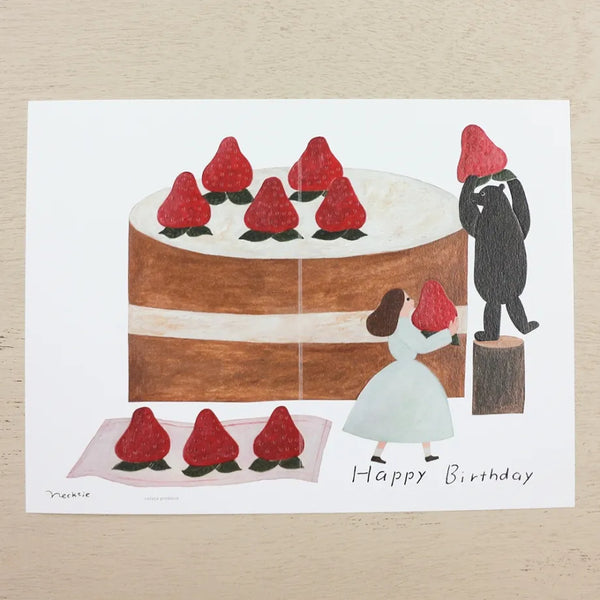 Birthday Card Strawberry Cake | necktie