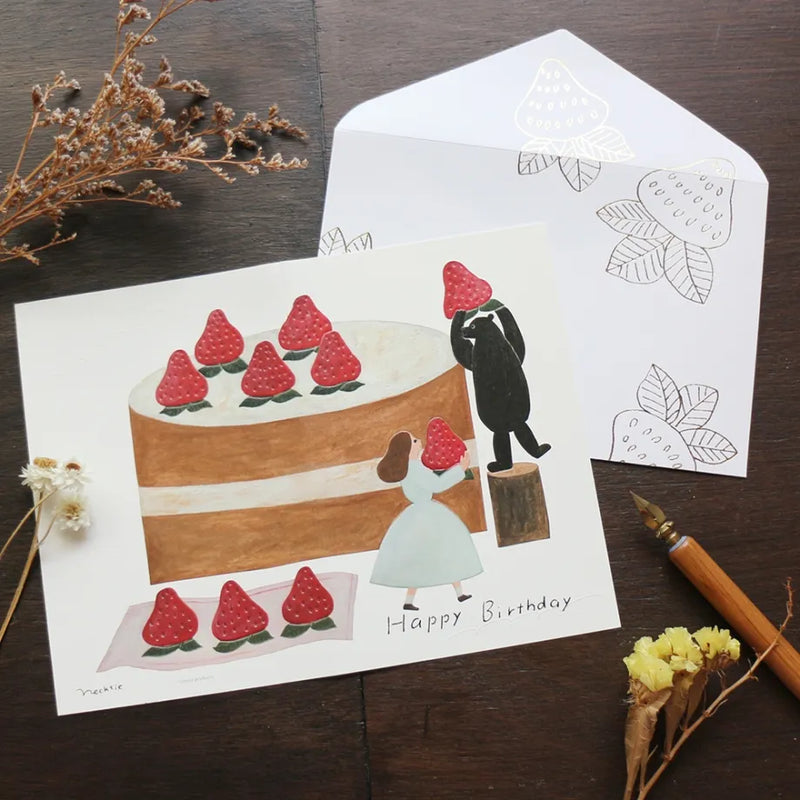 Birthday Card Strawberry Cake | necktie