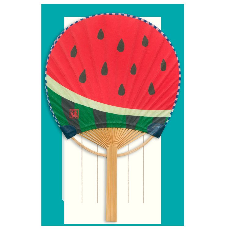 Japanese bamboo fan card | watermelon