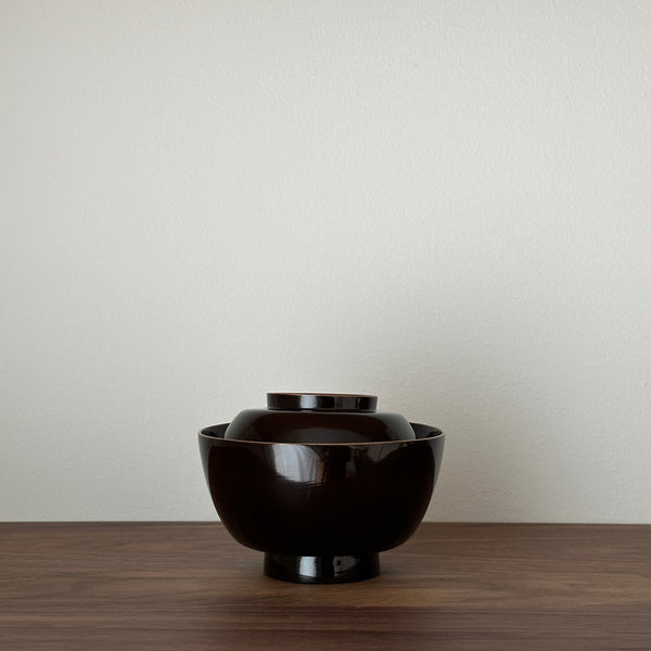 Antique lacquerware Bowl with lid #1 | Japanese Vintage