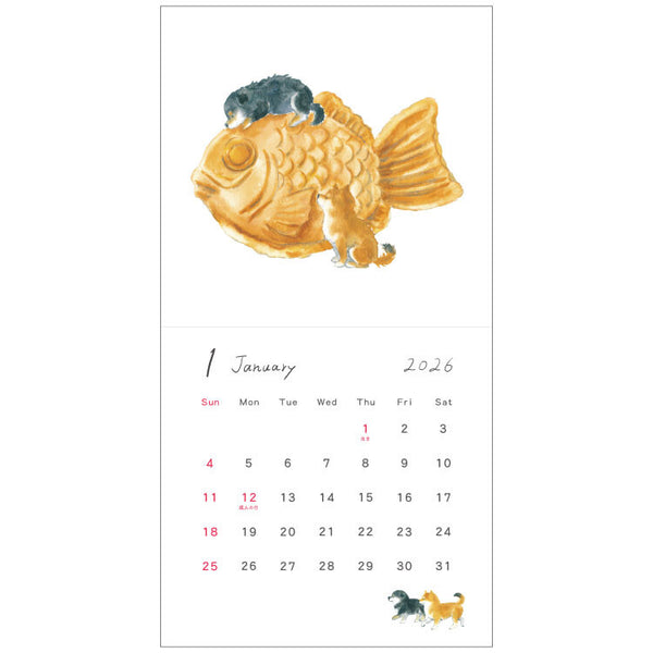 2026 Shibainu to Snack  Wall Calendar