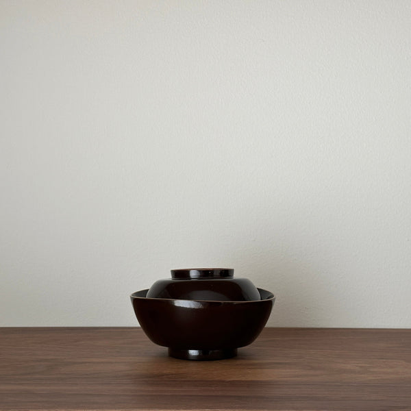 Antique lacquerware Bowl with lid #3 | Japanese Vintage