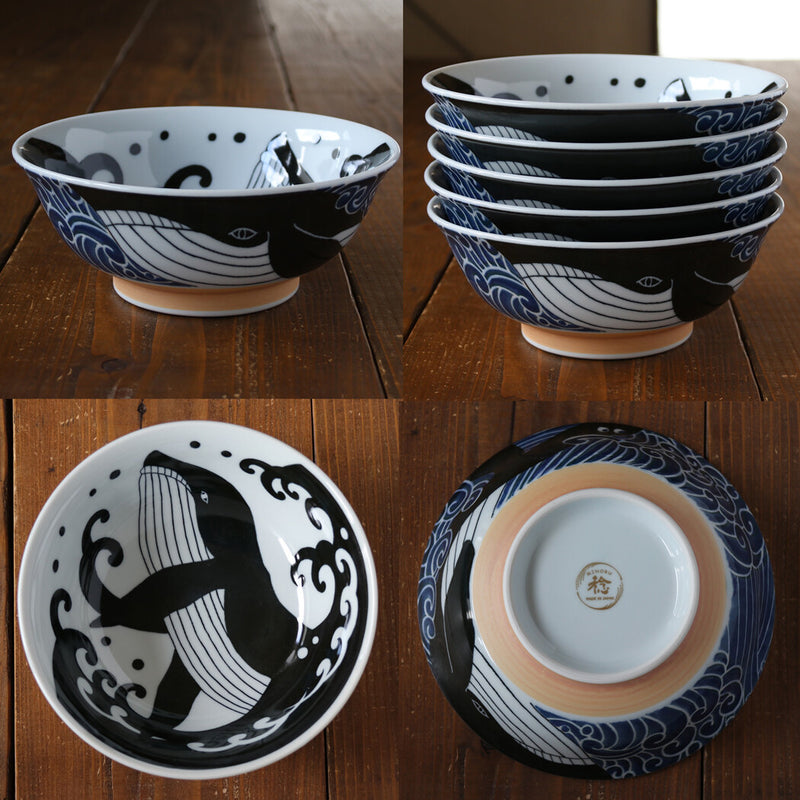 Minoyaki Kujira whale (20.7cm) Ramen Bowl