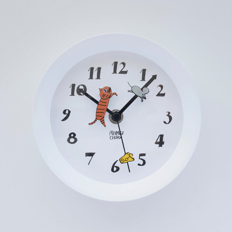 2way clock Cat White | Yamabatosha