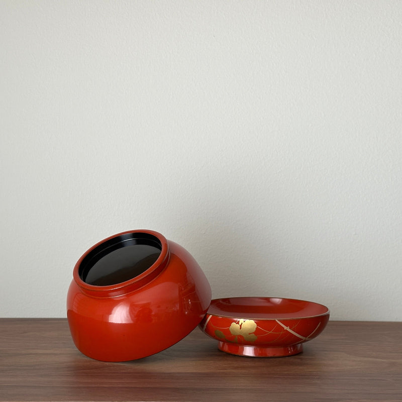 Antique lacquerware Bowl with lids #8 | Japanese Vintage