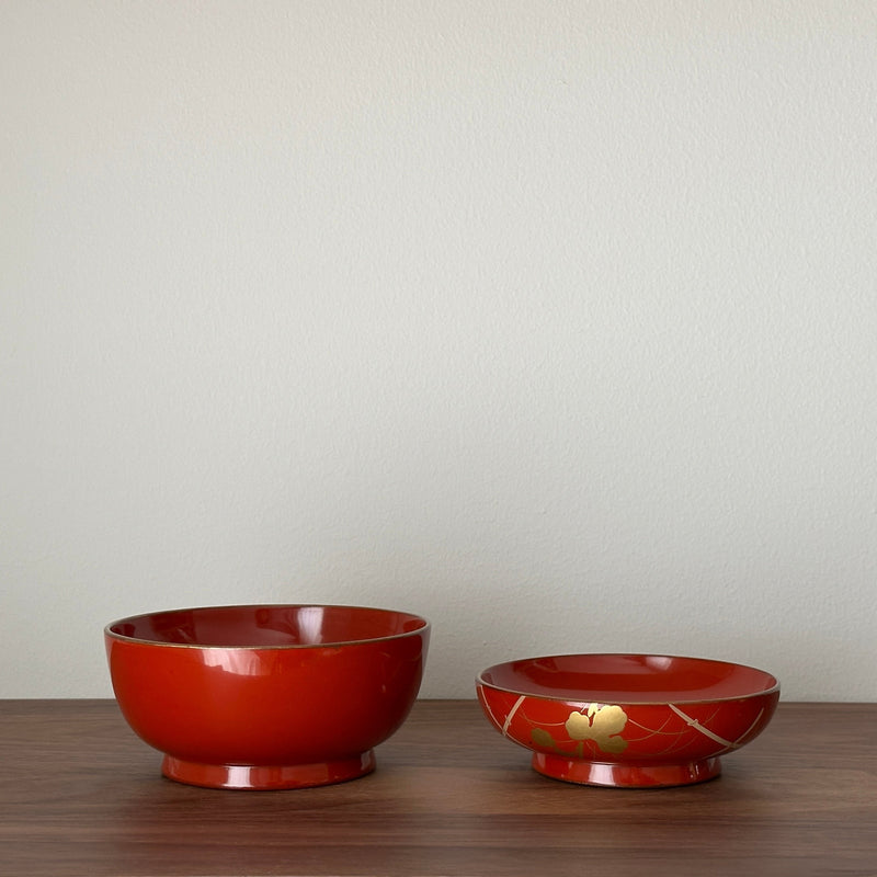 Antique lacquerware Bowl with lids #8 | Japanese Vintage