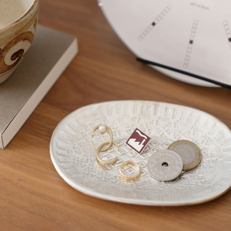 Indian brass tray Silver | AMABRO