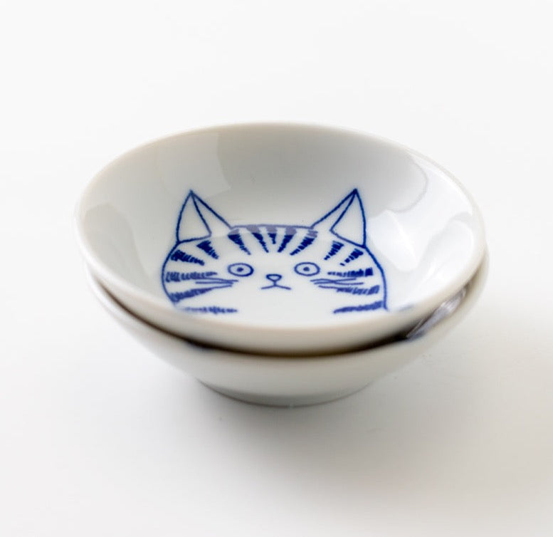 SHICHITA Mamezara 9 cm Set of 5 with wooden box | neko cat