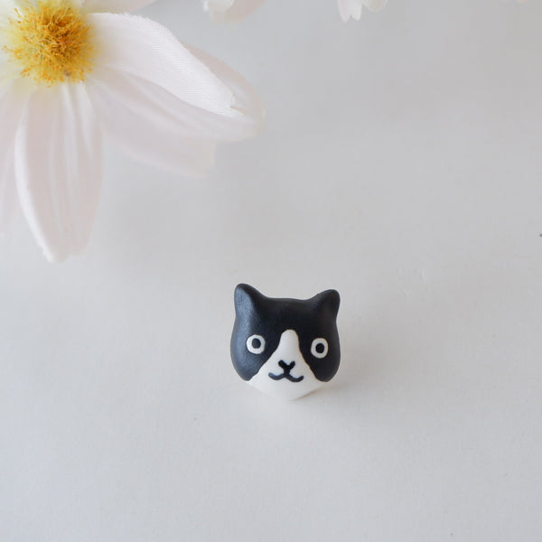 Hachiware Cat  Inu Ceramic Pin Badge