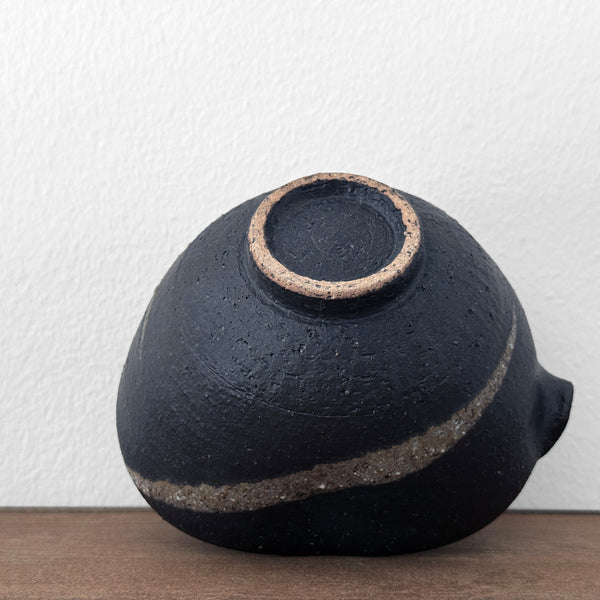 Black Ash Katakuchi Pourer | Handmade Shigaraki Ware