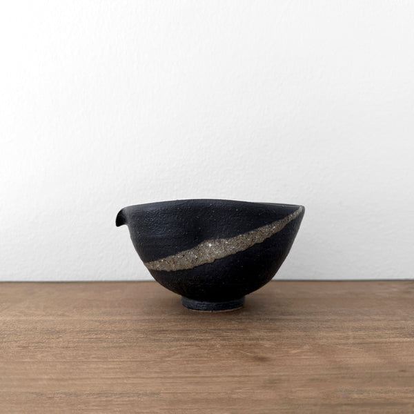 Black Ash Katakuchi Pourer | Handmade Shigaraki Ware