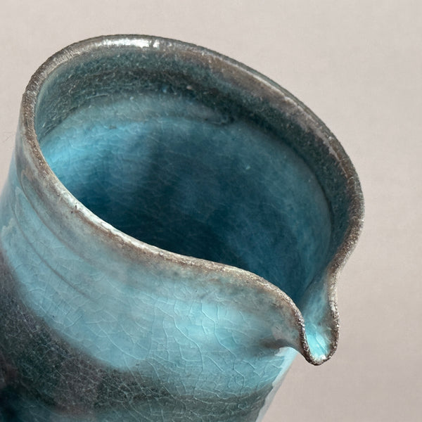 Blue Glaze Pouring Vessel | Handmade Shigaraki Ware
