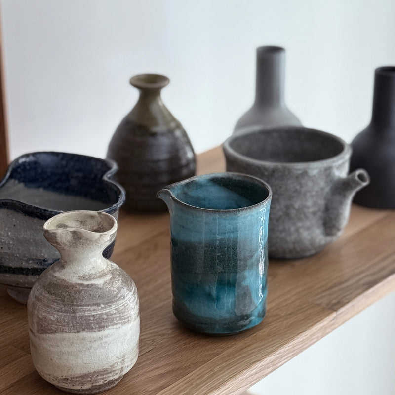 Blue Glaze Pouring Vessel | Handmade Shigaraki Ware