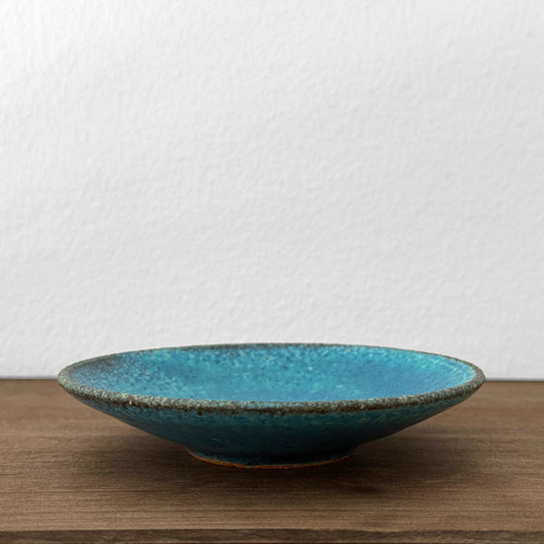 Blue glazed Mamezara Dish | Handmade Shigaraki Ware