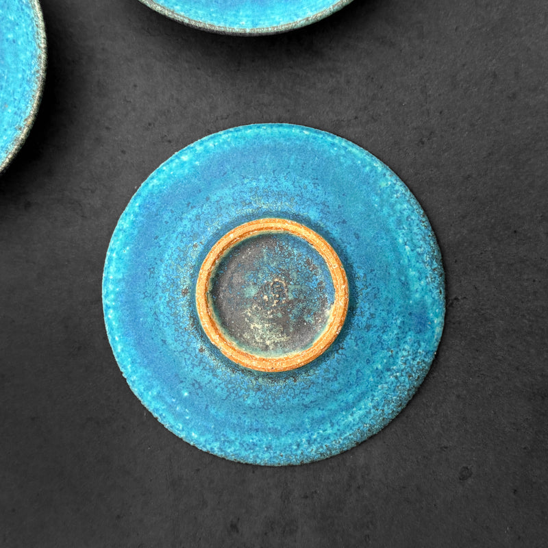 Blue glazed Mamezara Dish | Handmade Shigaraki Ware