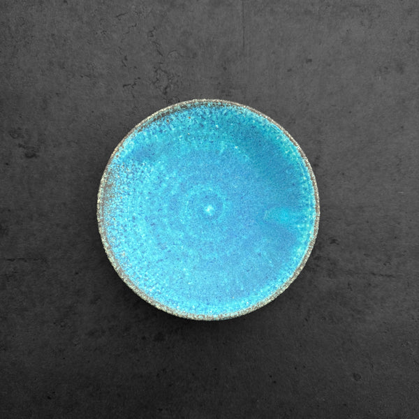 Blue glazed Mamezara Dish | Handmade Shigaraki Ware