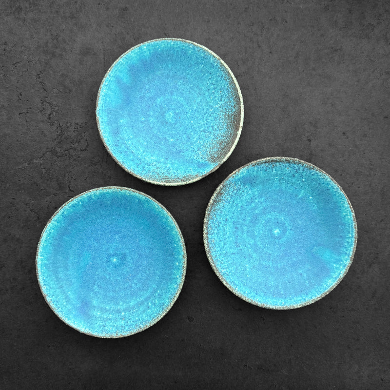 Blue glazed Mamezara Dish | Handmade Shigaraki Ware