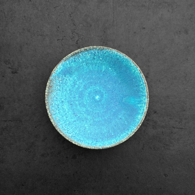 Blue glazed Mamezara Dish | Handmade Shigaraki Ware
