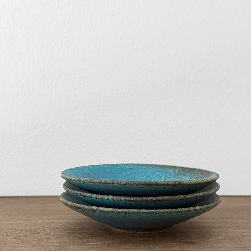 Blue glazed Mamezara Dish | Handmade Shigaraki Ware