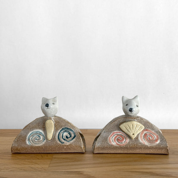 Cat Hina Pair Figurines | Japanese Vintage