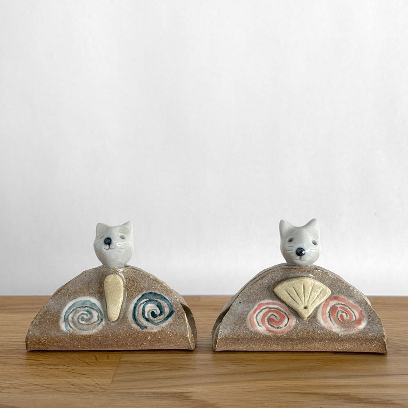 Cat Hina Pair Figurines | Japanese Vintage
