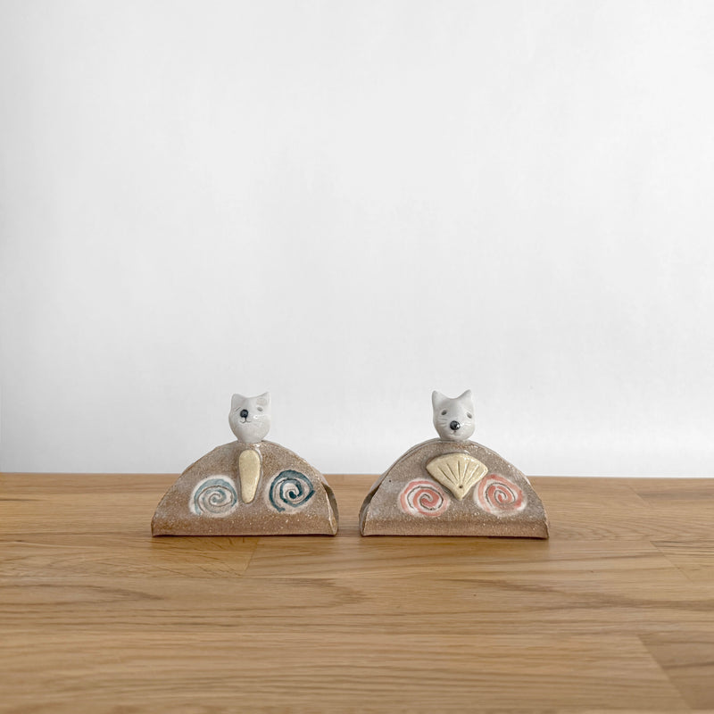 Cat Hina Pair Figurines | Japanese Vintage