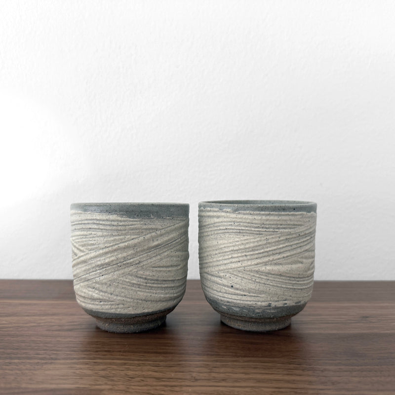 Grayish White Teacup | Handmade Shigaraki Ware