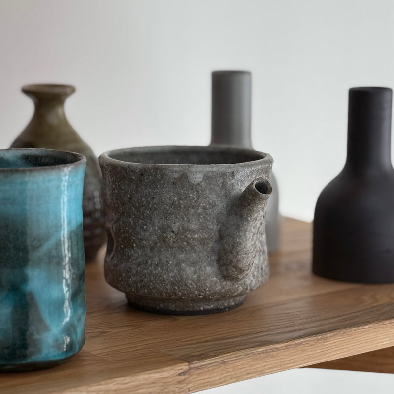 Grey Sake Pouring Vessel (Large)| Handmade Shigaraki Ware