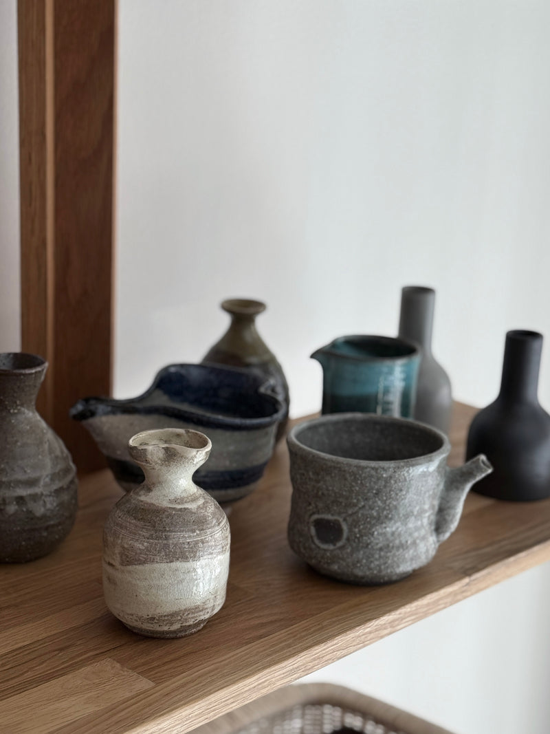 Grey Sake Pouring Vessel (Large)| Handmade Shigaraki Ware