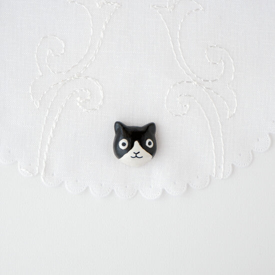 Hachiware Cat  Inu Ceramic Pin Badge