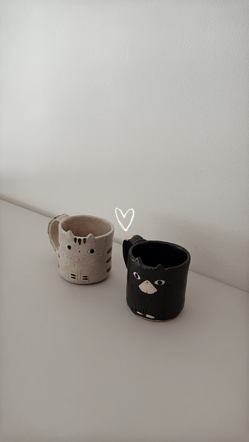 Black / White Handmade Cats Mug