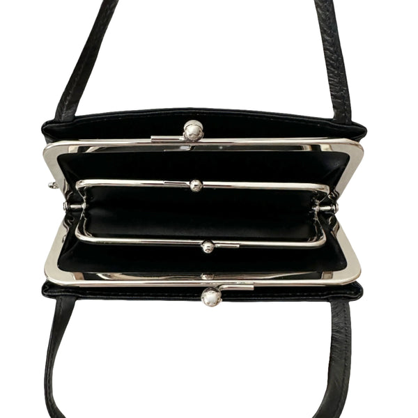Cowhide kisslock wallet with handle | Matsunoya