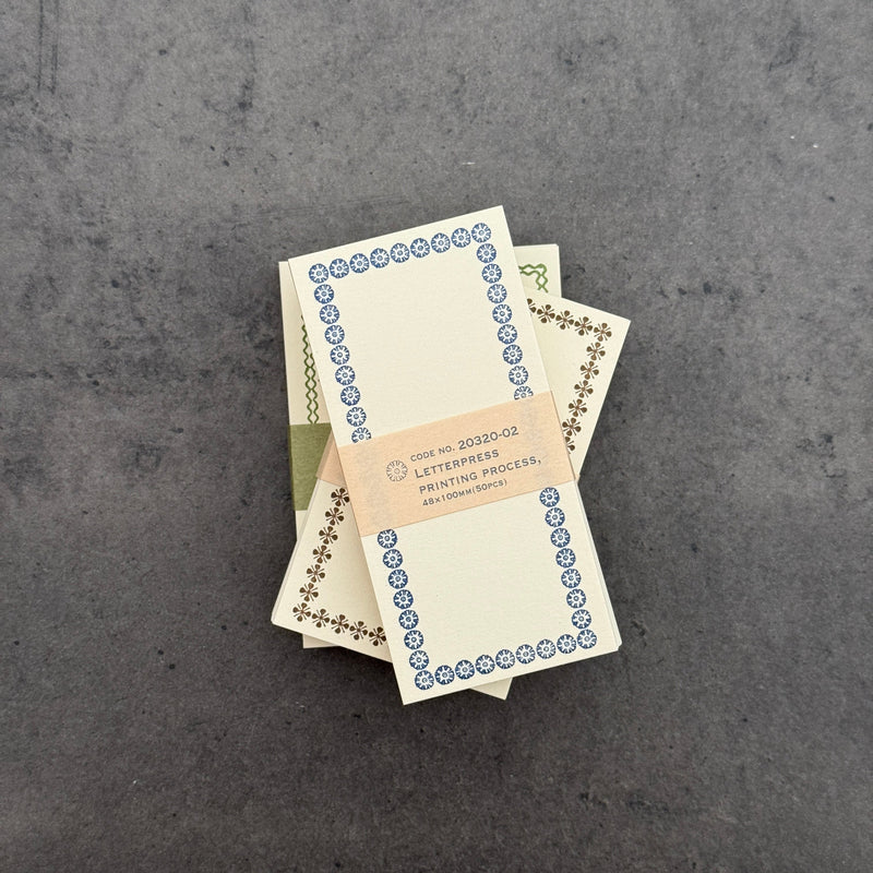 Memo Cards – Letterpress Printed (48×100 mm) | Classiky