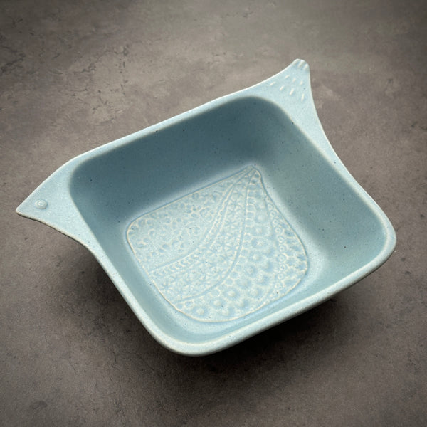Blue Gray Square Bird Bowl | ON THE TABLE  | Yoshizawagama