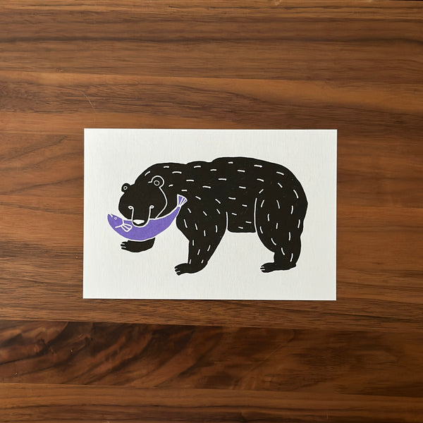 Wooden Bear Postcard | Japanese Folk Toy