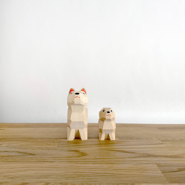 Carved Wooden Dog Pair | Japanese Vintage