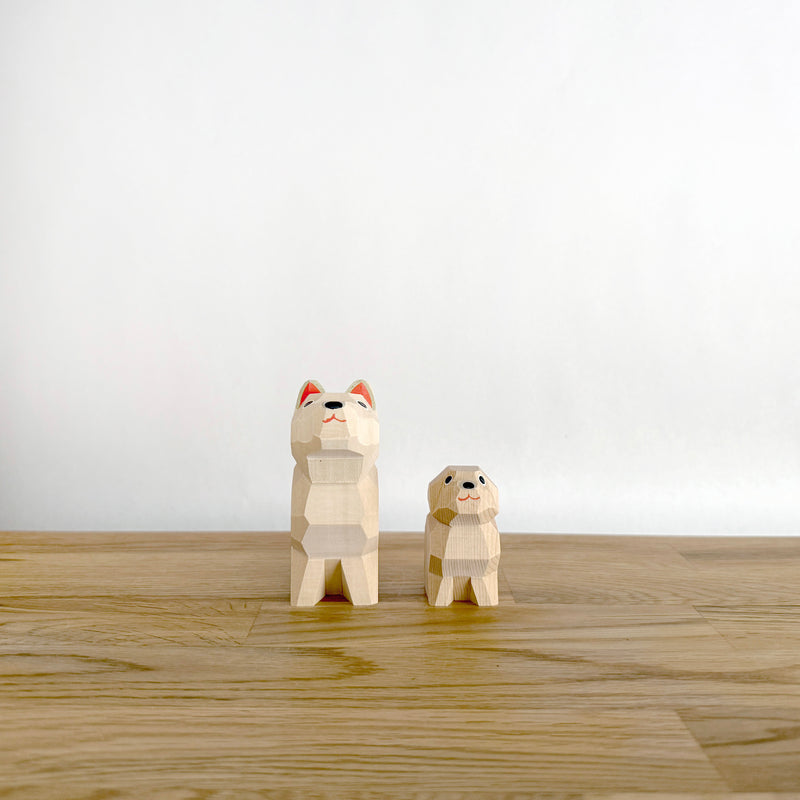 Carved Wooden Dog Pair | Japanese Vintage