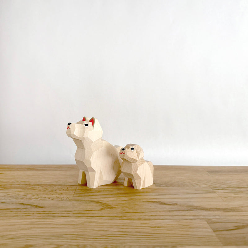 Carved Wooden Dog Pair | Japanese Vintage