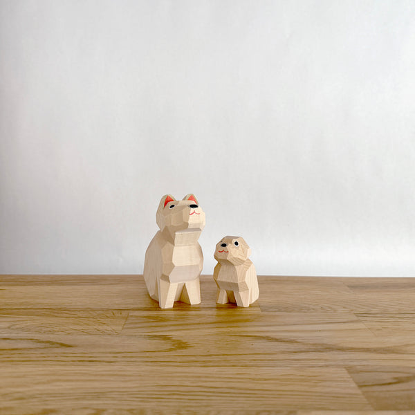 Carved Wooden Dog Pair | Japanese Vintage