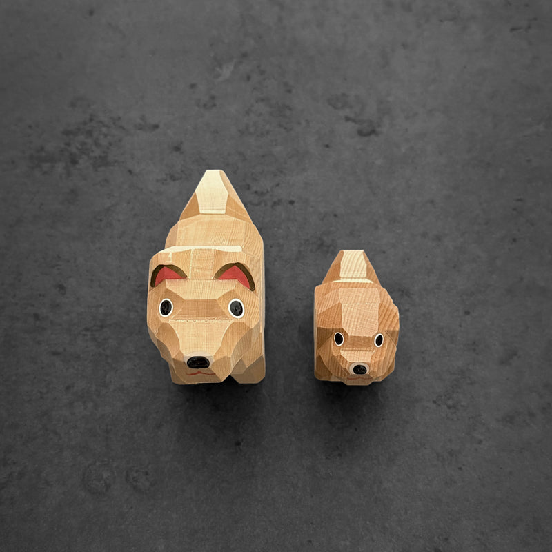 Carved Wooden Dog Pair | Japanese Vintage